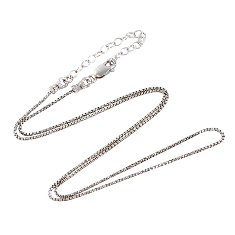 Vintage Italian Sterling Silver 925 Box Chain Necklace 16"-18"
